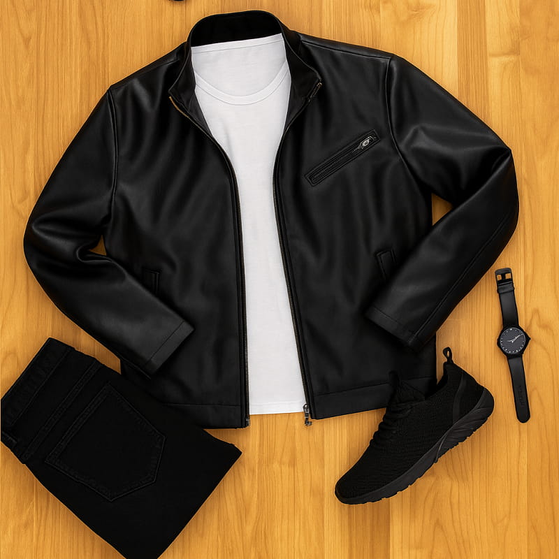 کاپشن چرم مردانه مدل Babak