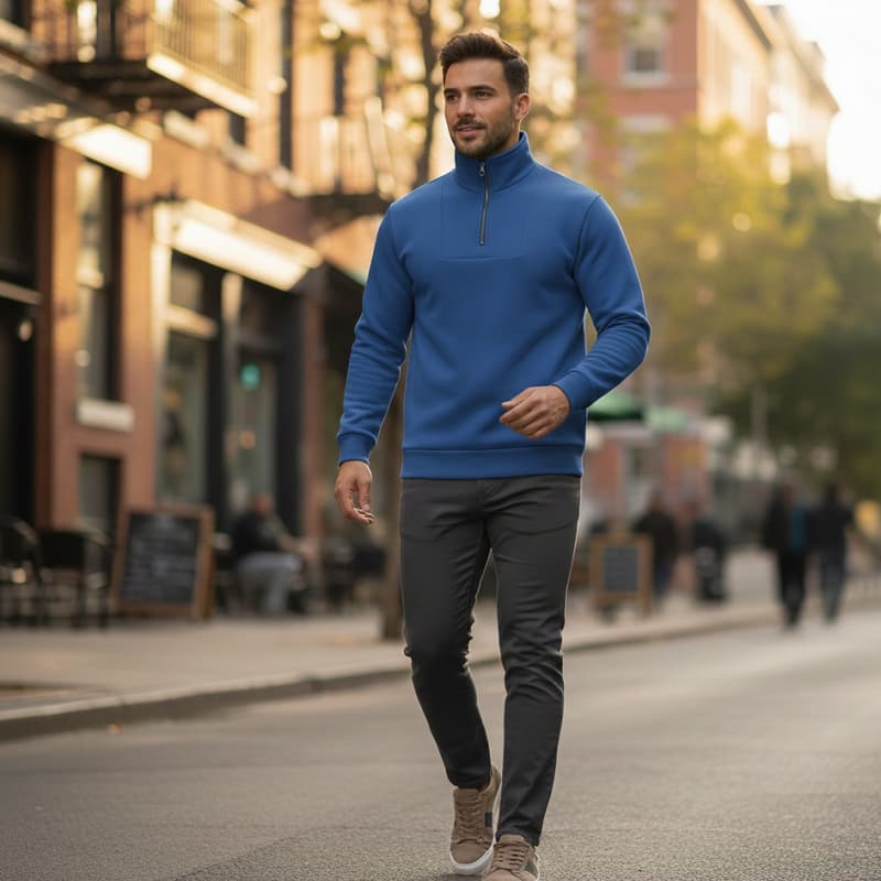 دورس مردانه نیم زیپ مدل Behbod-آبی